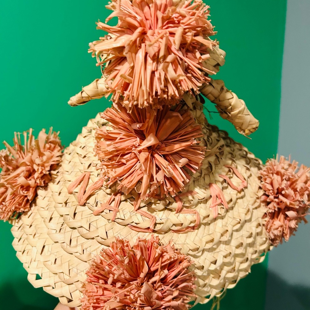 1960s Souvenir Straw Hat with Orange Accents - Picture 6 of 8